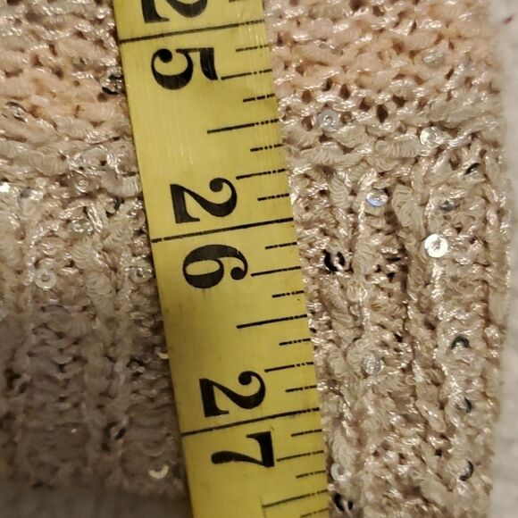 Liz claiborne cream long sleeve sequins sweater womens Large - Picture 8 of 9